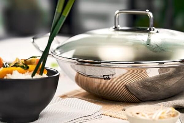 ZWILLING Wok 40992-332-0, avec couvercle en verre et insert à grille amovible, adapté à l'induction, Ø 32 cm, acier inoxydable, Plus, argent – Image 7