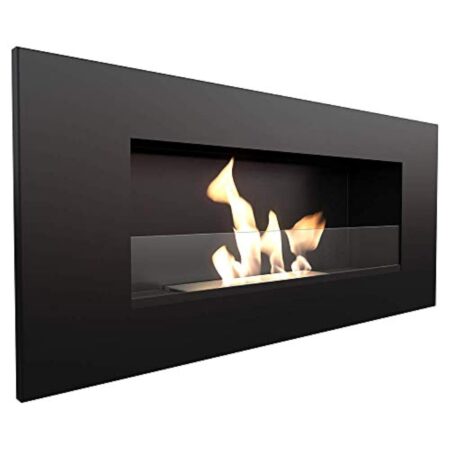 kratki DELTA2 - Bio-cheminée - pour la Maison, Le Salon ou la Chambre à Coucher et Les Styles - Noire - avec vitrage