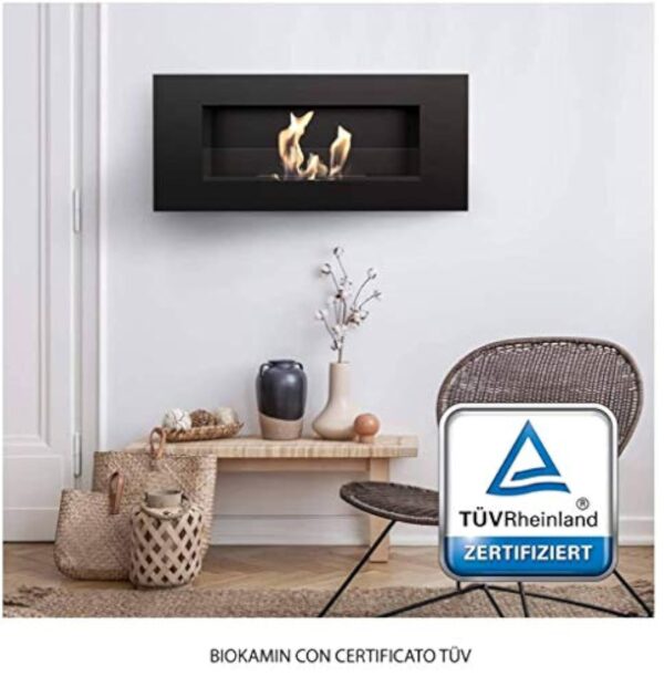 kratki DELTA2 - Bio-cheminée - pour la Maison, Le Salon ou la Chambre à Coucher et Les Styles - Noire - avec vitrage – Image 7