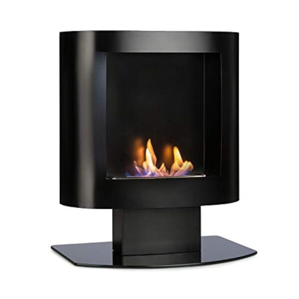 oneConcept Phantasma Tower - Chemine à l'éthanol, Murale ou sur Pied, Solide Platine de Sol, Longue durée de Combustion, Jusqu'à 4 Heures de feu, INOX, sans suie ni fumée, Noir