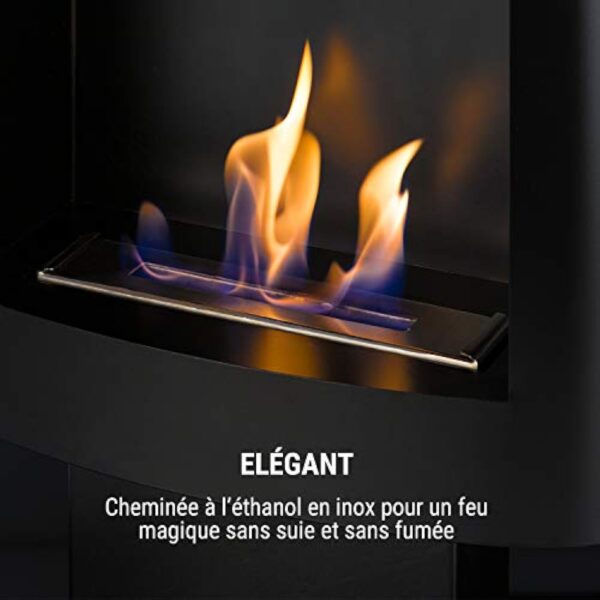 oneConcept Phantasma Tower - Chemine à l'éthanol, Murale ou sur Pied, Solide Platine de Sol, Longue durée de Combustion, Jusqu'à 4 Heures de feu, INOX, sans suie ni fumée, Noir – Image 3