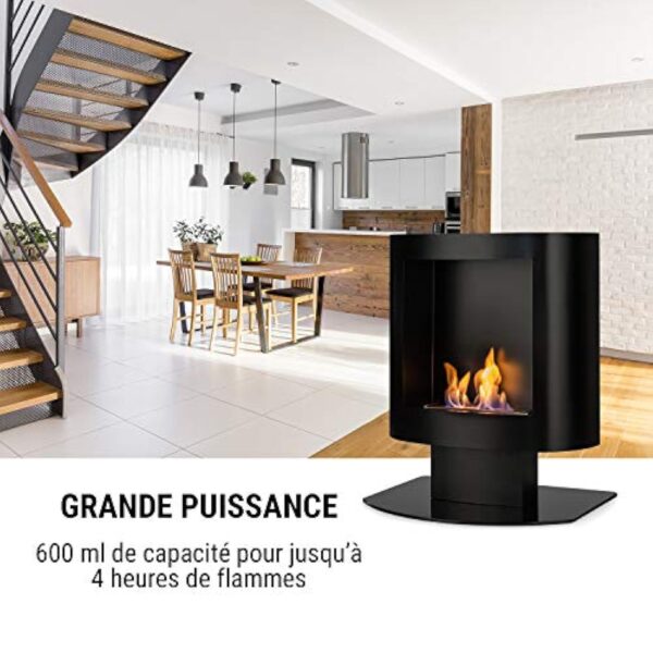 oneConcept Phantasma Tower - Chemine à l'éthanol, Murale ou sur Pied, Solide Platine de Sol, Longue durée de Combustion, Jusqu'à 4 Heures de feu, INOX, sans suie ni fumée, Noir – Image 4