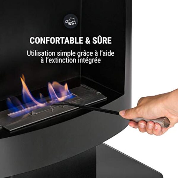 oneConcept Phantasma Tower - Chemine à l'éthanol, Murale ou sur Pied, Solide Platine de Sol, Longue durée de Combustion, Jusqu'à 4 Heures de feu, INOX, sans suie ni fumée, Noir – Image 6