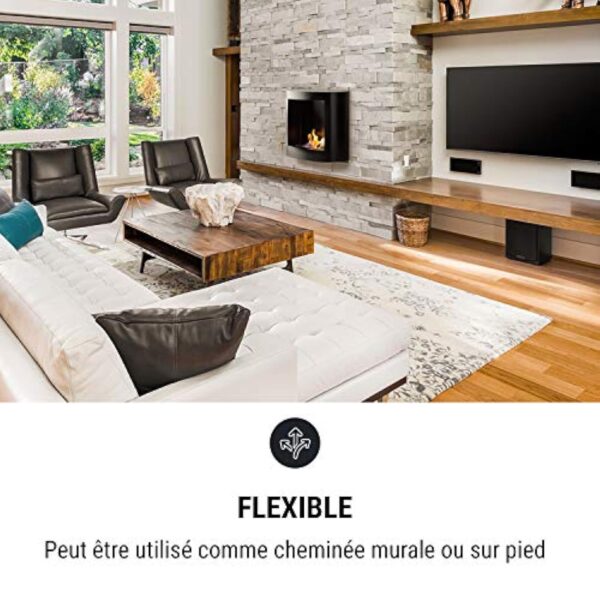 oneConcept Phantasma Tower - Chemine à l'éthanol, Murale ou sur Pied, Solide Platine de Sol, Longue durée de Combustion, Jusqu'à 4 Heures de feu, INOX, sans suie ni fumée, Noir – Image 7
