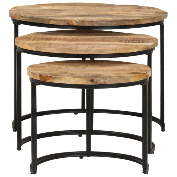 Tables gigognes 3 pcs Bois de manguier brut – Image 4