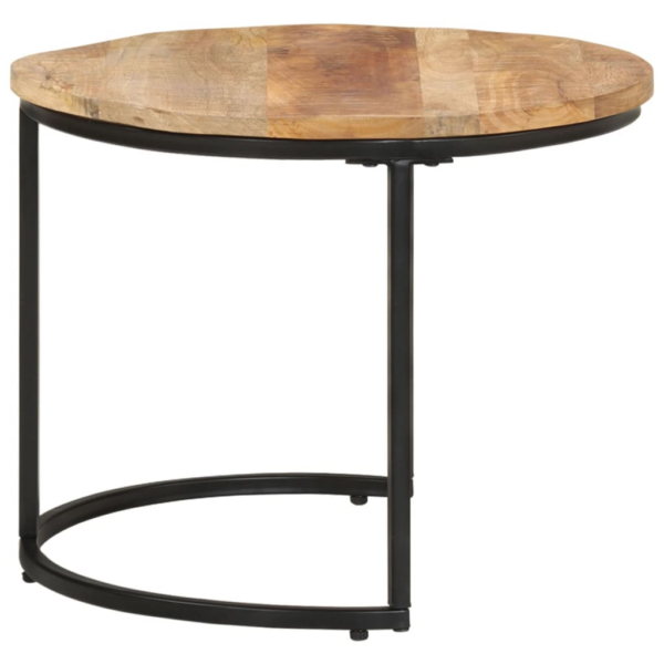 Tables gigognes 3 pcs Bois de manguier brut – Image 5