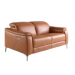 AC ANGEL CERDÁ Canapé Relax 2 Places en Cuir Marron, 154 X 108 X 77 cm - Confort D'avant-Garde avec Systèmes de Relaxation Électriques et Pieds en Acier Inoxydable pour Le Salon Moderne