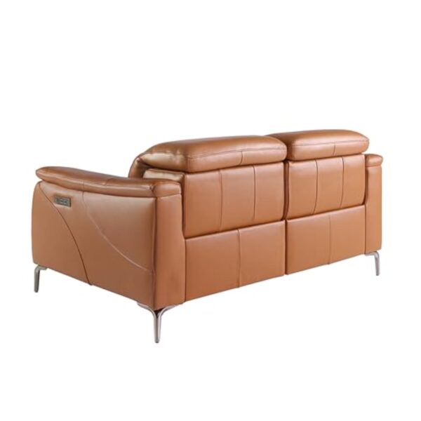 AC ANGEL CERDÁ Canapé Relax 2 Places en Cuir Marron, 154 X 108 X 77 cm - Confort D'avant-Garde avec Systèmes de Relaxation Électriques et Pieds en Acier Inoxydable pour Le Salon Moderne – Image 4