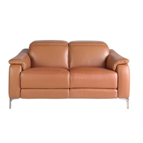 AC ANGEL CERDÁ Canapé Relax 2 Places en Cuir Marron, 154 X 108 X 77 cm - Confort D'avant-Garde avec Systèmes de Relaxation Électriques et Pieds en Acier Inoxydable pour Le Salon Moderne – Image 6