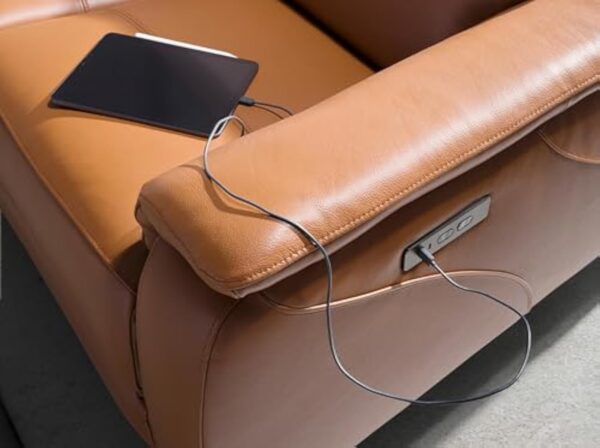 AC ANGEL CERDÁ Canapé Relax 2 Places en Cuir Marron, 154 X 108 X 77 cm - Confort D'avant-Garde avec Systèmes de Relaxation Électriques et Pieds en Acier Inoxydable pour Le Salon Moderne – Image 9