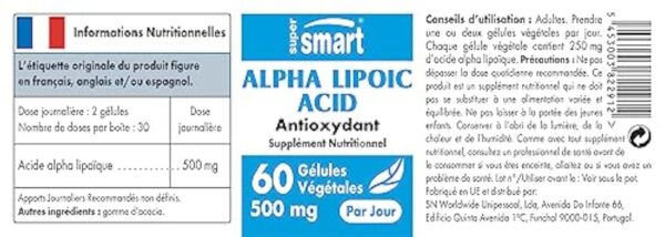 Alpha Lipoic Acid 250 mg - Antioxydant - Anti-Inflammatoire - Anti-âge - Formes R et S en Quantités Egales - Potentialise les Vitamines C et E - Vegan - Supersmart – Image 7