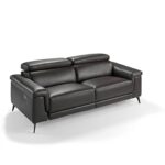 Angel Cerda Canapé 3 places tapissé en cuir de vachette, couleur marron chocolat, appuie-tête articulé indépendant, deux mécanismes de relaxation électriques, pieds en acier noir massif, style moderne