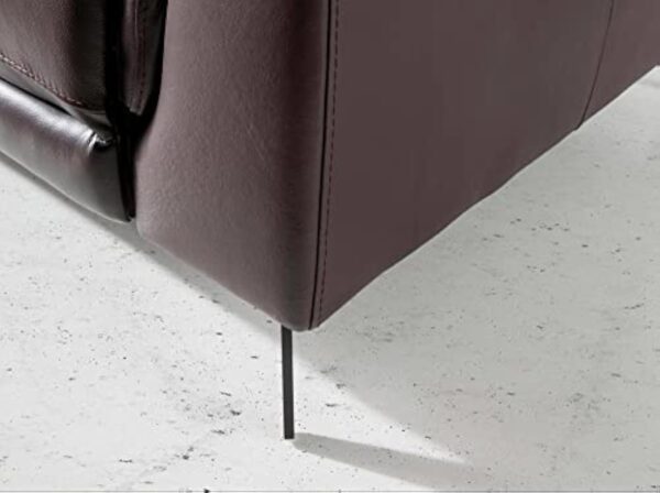 Angel Cerda Canapé 3 places tapissé en cuir de vachette, couleur marron chocolat, appuie-tête articulé indépendant, deux mécanismes de relaxation électriques, pieds en acier noir massif, style moderne – Image 9