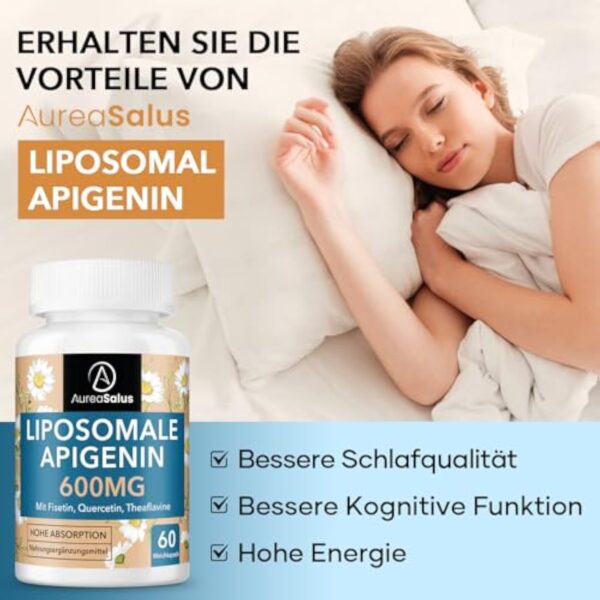Apigenin 600 mg, Supplément d'apigénine Liposomale Extra fort Avec Fisétine, Quercétine et Théaflavines (60 Unité (Lot de 3)) – Image 3