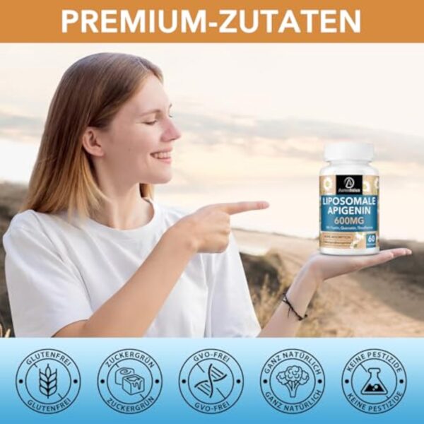 Apigenin 600 mg, Supplément d'apigénine Liposomale Extra fort Avec Fisétine, Quercétine et Théaflavines (60 Unité (Lot de 3)) – Image 6