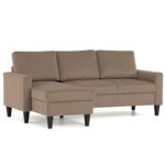 BUDWING Fox Canapé d'angle 3 Places Chaise Longue Reversible Gauche ou Droite (Taupe)