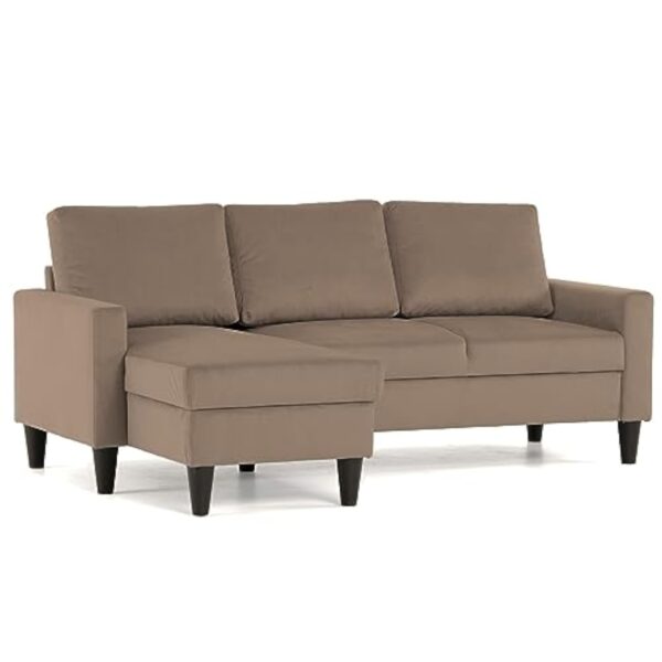 BUDWING Fox Canapé d'angle 3 Places Chaise Longue Reversible Gauche ou Droite (Taupe)