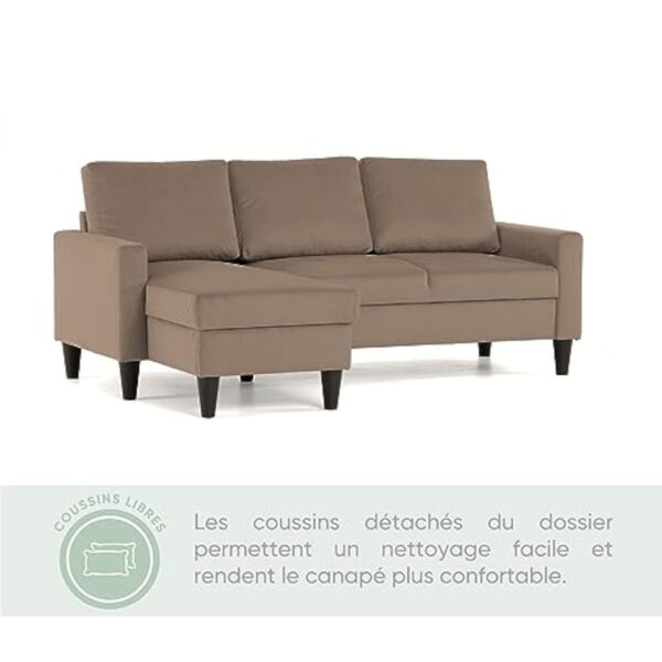 BUDWING Fox Canapé d'angle 3 Places Chaise Longue Reversible Gauche ou Droite (Taupe) – Image 7