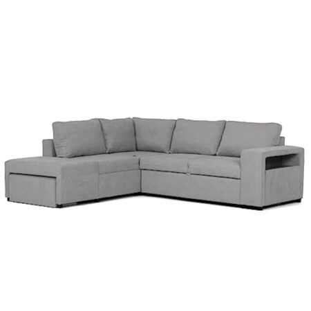 BUDWING Zurie Canapé d'angle en L Convertible Reversible 3 4 et 5 Places Chaise Longue Droit ou Gauche avec Pouf 2 Coffres et Étagère Salon Décoration Maison