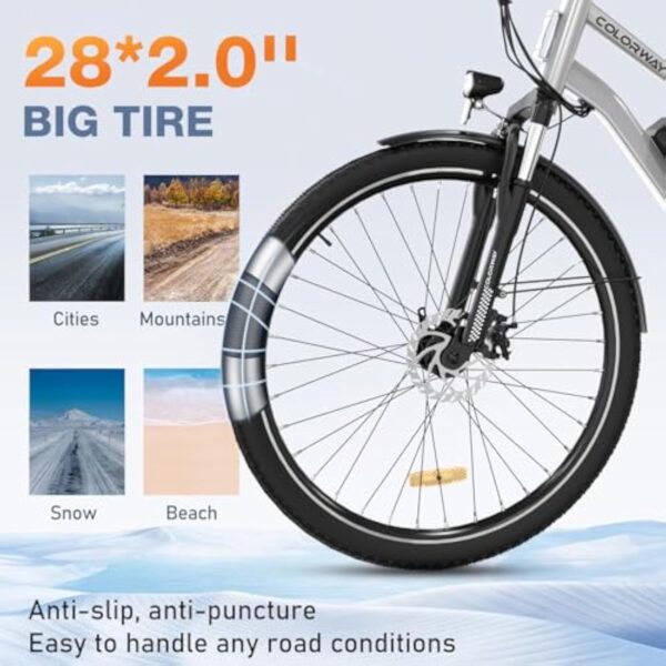 COLORWAY Velo electrique, ebike de 28 Pouces pour hommes et femmes, vélo électrique de ville avec au lithium amovible 36V 15Ah, 7 vitesses avec moteur 250W, écran intelligent, autonomie de 45 à 100 km – Image 5