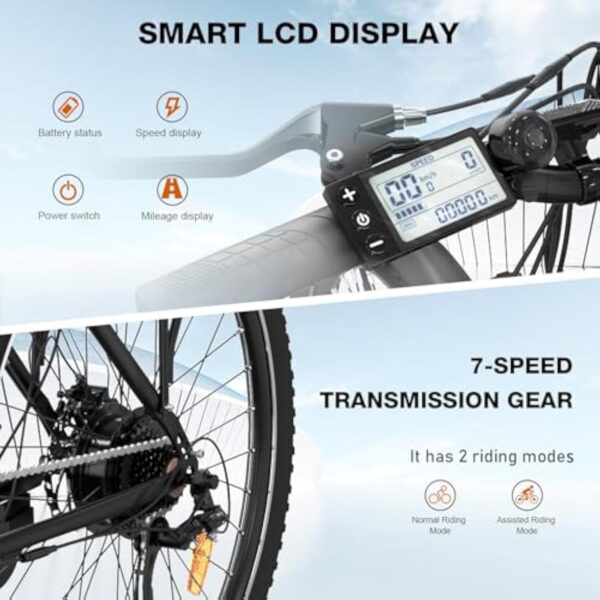 COLORWAY Velo electrique, ebike de 28 Pouces pour hommes et femmes, vélo électrique de ville avec au lithium amovible 36V 15Ah, 7 vitesses avec moteur 250W, écran intelligent, autonomie de 45 à 100 km – Image 6