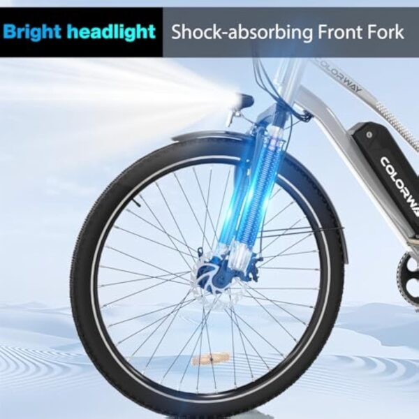 COLORWAY Velo electrique, ebike de 28 Pouces pour hommes et femmes, vélo électrique de ville avec au lithium amovible 36V 15Ah, 7 vitesses avec moteur 250W, écran intelligent, autonomie de 45 à 100 km – Image 7