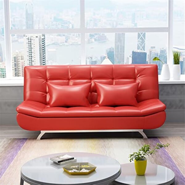Canapé-lit convertible avec grand espace de rangement, réglable 3 positions d'inclinaison, canapé-lit en tissu de cuir pour salon, chambre à coucher – Image 2