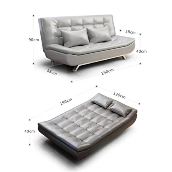 Canapé-lit convertible avec grand espace de rangement, réglable 3 positions d'inclinaison, canapé-lit en tissu de cuir pour salon, chambre à coucher – Image 3