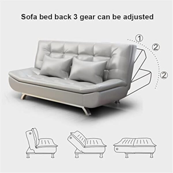 Canapé-lit convertible avec grand espace de rangement, réglable 3 positions d'inclinaison, canapé-lit en tissu de cuir pour salon, chambre à coucher – Image 4