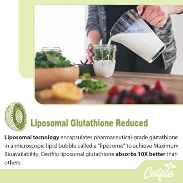 Cestfilo Liposomal Glutathion Réduit 1300 mg, Forme Active L Glutathion Réductase (GSH), Puissant Antioxydant pour une Protection Cellulaire Optimale (60 unité (Lot de 1)) – Image 4