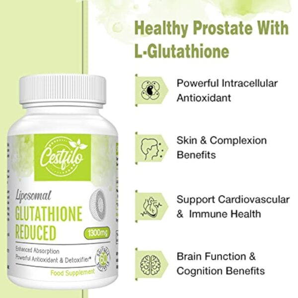 Cestfilo Liposomal Glutathion Réduit 1300 mg, Forme Active L Glutathion Réductase (GSH), Puissant Antioxydant pour une Protection Cellulaire Optimale (60 unité (Lot de 1)) – Image 5