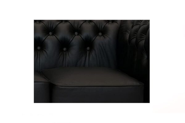 Chesterfield Canapé Classe Cuir | 3 places | Délai de livraison de 2 à 4 semaines (Noir mat) – Image 4