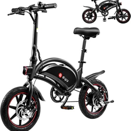 DYU Vélo Électrique Pliable,14 Pouces Vélo Électrique Portable,Smart E-Bike avec 3 Modes de Conduite, Pédalage Assisté, Hauteur Réglable, Portable Compact, Adulte Unisexe