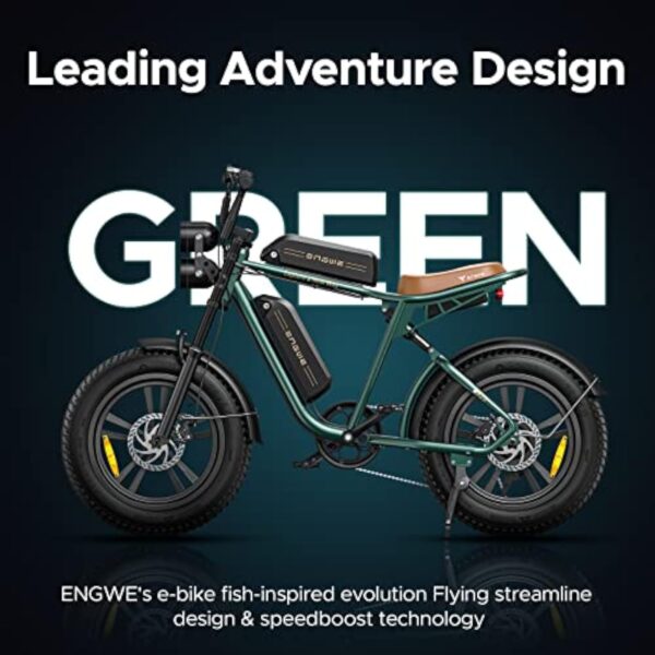 ENGWE M20 Vélo électrique pour Homme avec pneus Fat Tire 20" x 4,0" 48 V 13 Ah Longue portée 50 km à 100 km 7 Vitesses (Vert) – Image 5