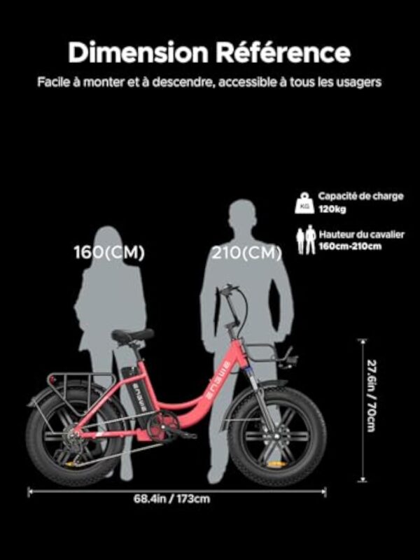 ENGWE Velo Electrique Homme 20 Pouces-vélo électrique 48V 13Ah Batterie, VTT Electrique Adulte Homme Shimano 7 Vitesses avec écran LCD, 25km/h avec Moteur 250w, autonomie jusqu'à 120km L20/L20 Boost – Image 7