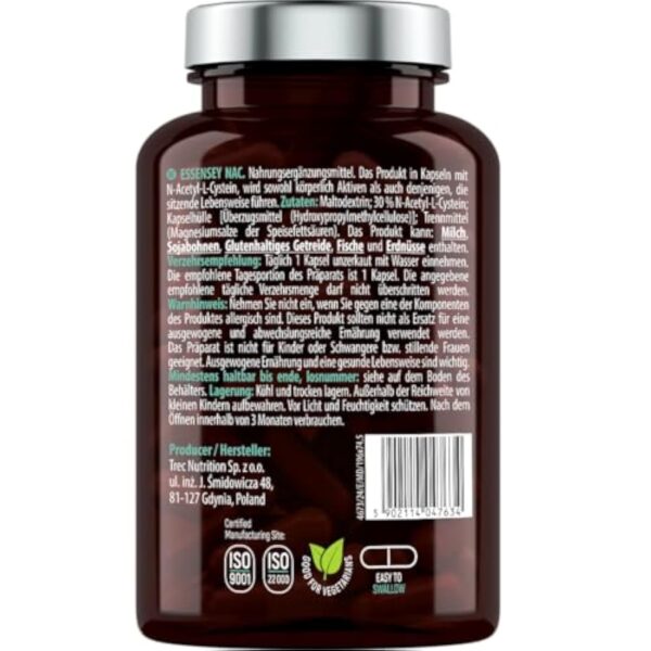ESSENSEY - N-acétyl-L-cystéine I 150 mg par gélules I 90 gélules I Haute biodisponibilité et tolérance I Végétarien et sans additifs I 90 doses quotidiennes I Facile à avaler I Testé en laboratoire – Image 3