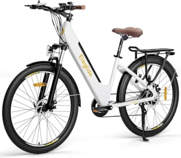 Eleglide Vélos électriques T1 Step-Thru, Vélo électrique de 27,5 Pouces,Batterie 36V 12,5Ah, écran LCD,Shimano 7 Vitesses, E-Bike Urbain pour Adulte Homme Femme, VTC