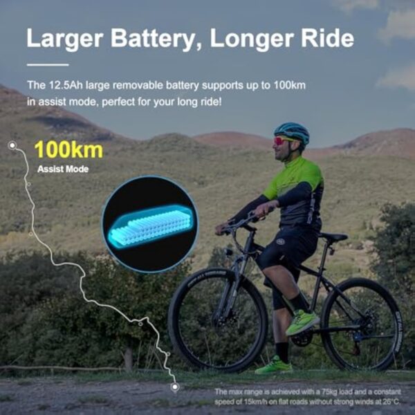Eleglide Vélos Électrique, M1 Plus Vélo de Montagne électrique 27,5"/29" VTT Électrique Batterie 12,5 Ah, écran LCD, 21 Vitesses, E-Bike Urbain pour Adulte, APP – Image 6