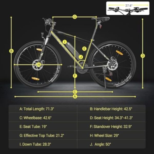 Eleglide Vélos Électrique, M1 Plus Vélo de Montagne électrique 27,5"/29" VTT Électrique Batterie 12,5 Ah, écran LCD, 21 Vitesses, E-Bike Urbain pour Adulte, APP – Image 7