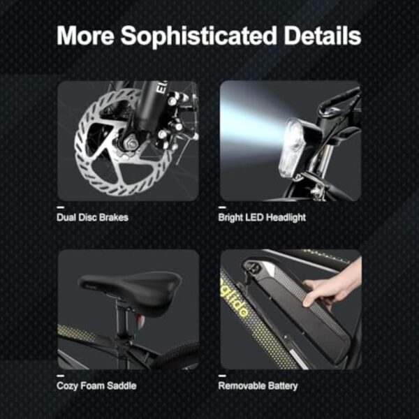Eleglide Vélos Électrique, M1 Plus Vélo de Montagne électrique 27,5"/29" VTT Électrique Batterie 12,5 Ah, écran LCD, 21 Vitesses, E-Bike Urbain pour Adulte, APP – Image 8
