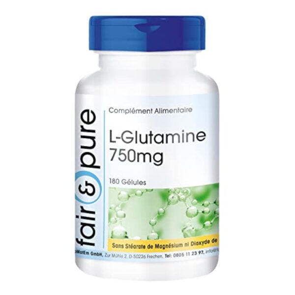 Fair & Pure® - L-Glutamine 750mg - avec 2250mg de L-Glutamine par dose journalière - végan - 180 gélules – Image 2