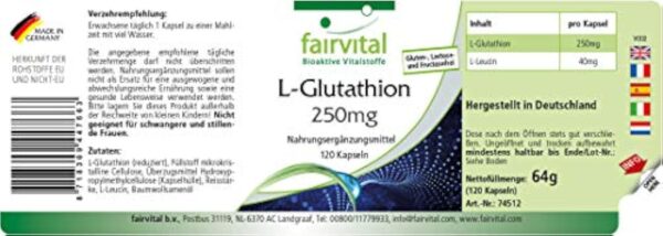 Fairvital | L-Glutathion 250mg - boite de 4 mois - VEGAN - 120 Capsules – Image 3