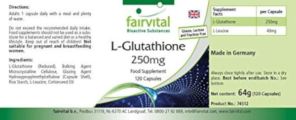 Fairvital | L-Glutathion 250mg - boite de 4 mois - VEGAN - 120 Capsules – Image 4