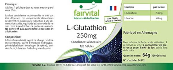 Fairvital | L-Glutathion 250mg - boite de 4 mois - VEGAN - 120 Capsules – Image 5