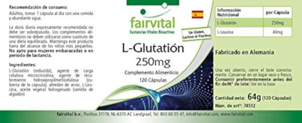 Fairvital | L-Glutathion 250mg - boite de 4 mois - VEGAN - 120 Capsules – Image 6