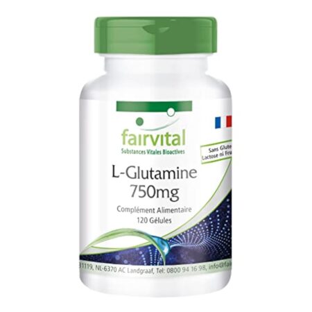 Fairvital | L-glutamine 750 mg VEGAN - dose élevée - 120 capsules - forme libre de l'acide aminé