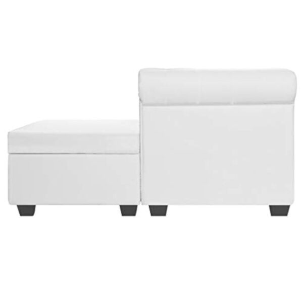 Festnight Canapé d'angle Convertible | canapé Moderne | Canapé Chesterfield en Forme de L Cuir synthétique Blanc – Image 6