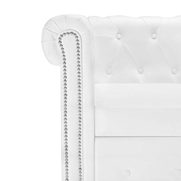 Festnight Canapé d'angle Convertible | canapé Moderne | Canapé Chesterfield en Forme de L Cuir synthétique Blanc – Image 7