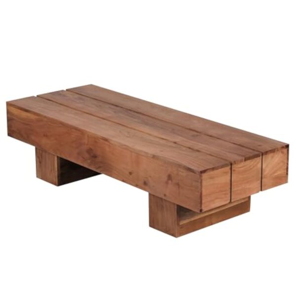 FineBuy Table Basse Bois Massif Acacia Table de Salon 120 x 30 x 45 cm | Table d'appoint Style Maison de Campagne | Naturel Table de Sofa | Meubles en Bois