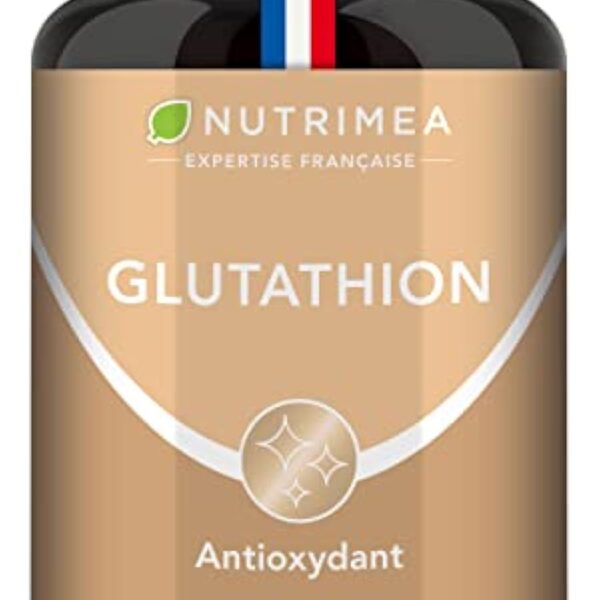 GLUTATHION - Réduit à 98% - Formule avec Précurseurs dont NAC + Vitamine C - Renforce l'Immunité, Antioxydant - Anti-âge, Peau Illuminée - 90 Gélules Vegan - Nutrimea - Fabriqué en France